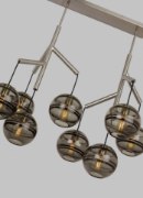 Picture of 3.5w Sedona 22k Transparent Glass Orb Satin Nickel E26 Medium Base T14 90cri Sedona Three-Port Chandelier Trpl Three Port Lnr C