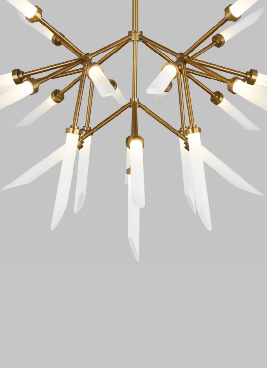 Picture of 2.6w 2285lm Spur 27k Frosted Glass Flute Aged Brass 90cri Spur Chandelier FR AB -LED927