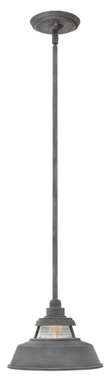 Foto para 100w Outdoor Troyer MED Ribbed Clear Aged Zinc Hanging
