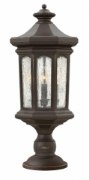 Foto para 5w Outdoor Raley CAND. LED Clear Seedy Glass Panels Oil Rubbed Bronze Post Top/ Pier Mount