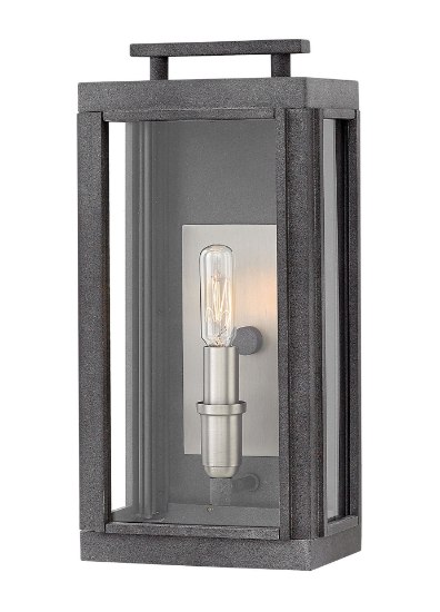 Picture of 60w Outdoor Sutcliffe CAND Clear Aged Zinc Small Wall Mount