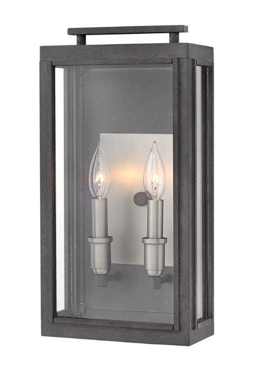 Foto para 60w Outdoor Sutcliffe CAND Clear Aged Zinc Medium Wall Mount