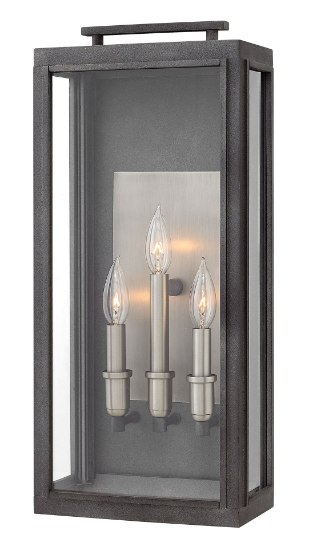 Foto para 5w Outdoor Sutcliffe CAND. LED Clear Aged Zinc Large Wall Mount