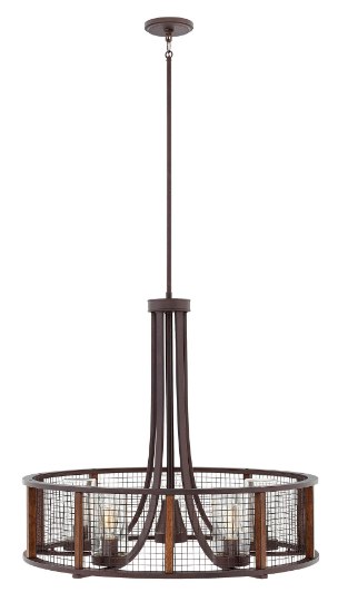 Foto para 135w Outdoor Beckett MED GU-10 Clear Seedy Iron Rust Outdoor Chandelier