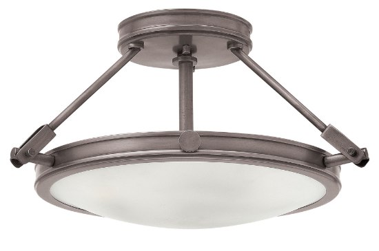 Picture of 15w Foyer Collier LED Etched Opal Antique Nickel Semi-flush Mount