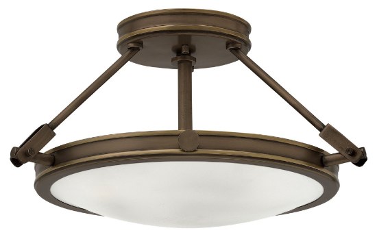 Picture of 15w Foyer Collier LED Etched Opal Light Oiled Bronze Semi-flush Mount