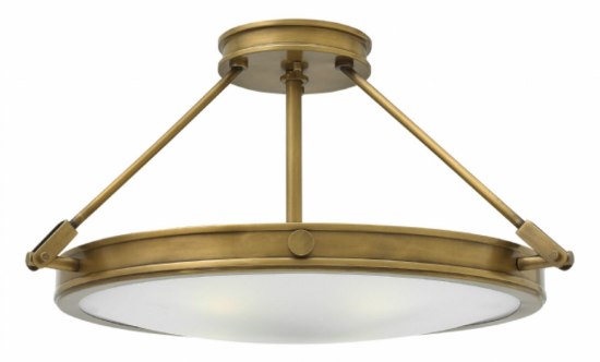 Picture of 20w Foyer Collier LED Etched Opal Heritage Brass Semi-flush Mount