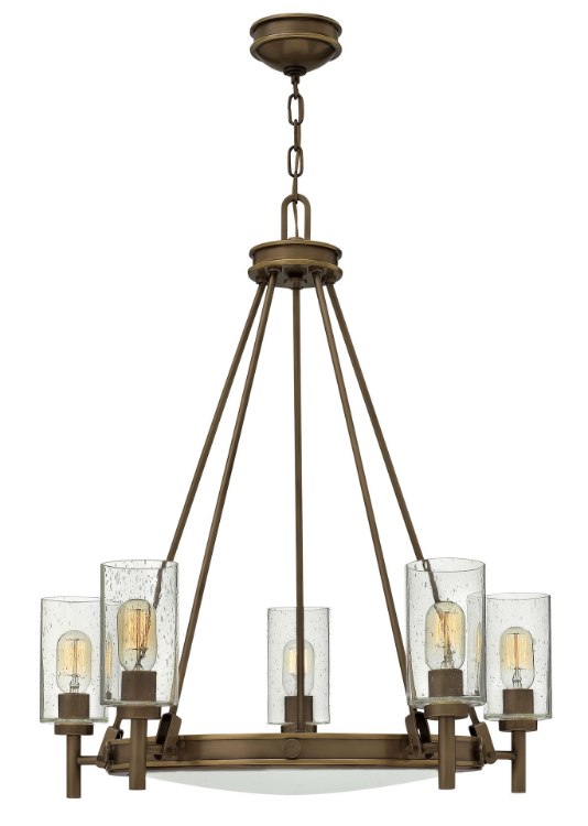 Foto para 100w Chandelier Collier MED Clear Seedy and Etched Light Oiled Bronze Stem Hung Foyer