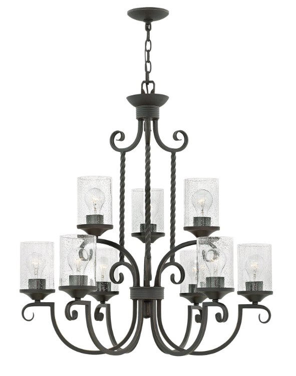 Foto para 100w Chandelier Casa MED Clear Seedy Olde Black Three Tier Foyer