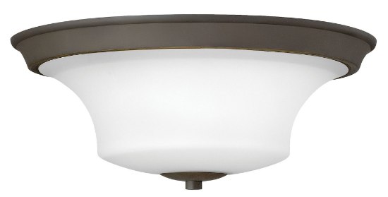 Picture of 60w Foyer Brantley MED Etched White Oil Rubbed Bronze Flush Mount