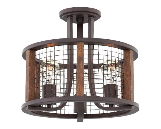 Picture of 100w Foyer Beckett MED Iron Rust Semi-flush Mount