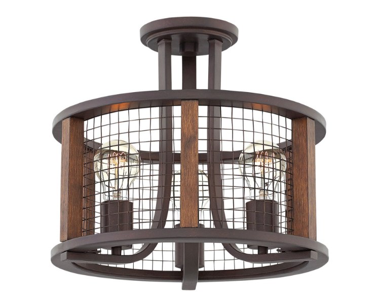 Foto para 100w Foyer Beckett MED Iron Rust Semi-flush Mount