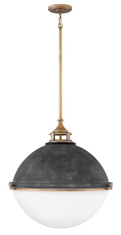 Foto para 100w Chandelier Fletcher MED Etched Opal Aged Zinc Single Tier Pendant