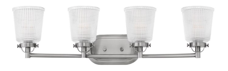 Foto para 100w Bath Bennett MED Clear Holophane Polished Antique Nickel Bath Four Light