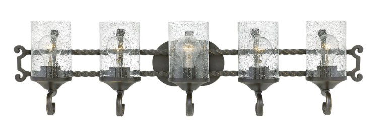 Foto para 117w Bath Casa INCAN. LED MED Clear Seedy Olde Black Bath Five Light