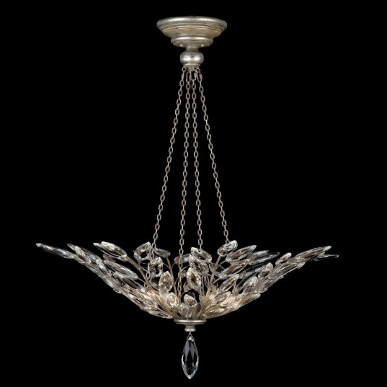 Picture of 240w (4 x 60w) 35" Crystal Laurel 4-Light Cand B-10 Antiqued Warm Silver Leaf Pendant