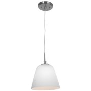 Picture of 60w Aire E-26 A-19 Incandescent Dry Location Brushed Steel Opal Silk Glass Pendant