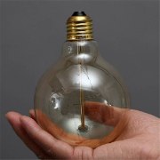 Foto para 60w 250lm 22k Vintage Edison Incandescent Antique Dimmable Squirrel Cage Filament E27 Spiral Globe G80 Light Bulb