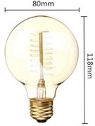 Foto para 60w 250lm 22k Vintage Edison Incandescent Antique Dimmable Squirrel Cage Filament E27 Spiral Globe G80 Light Bulb