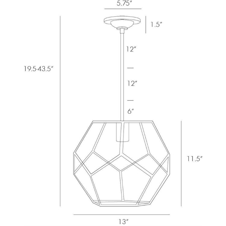 Foto para 60w 13" Mara Small Polished Nickel E26 Pendant
