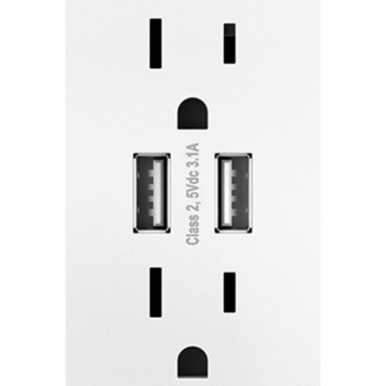 Foto para 15a adorne White Tamper Resistant USB Plus-Size Combo Duplex Outlet