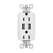 Foto para 15a White Tamper Resistant USB 3.1 Combo Duplex Outlet