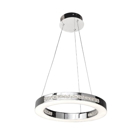 Foto para 28w Affluence SSL 80CRI LED Dry Location Chrome Clear Crystal Dimmable Led Ring Pendant