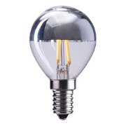 Picture of 2w 120v E12 G14 (G45) Type B (80x45 mm) Clear/Half Chrome Filament Dimmable WW LED Light Bulb