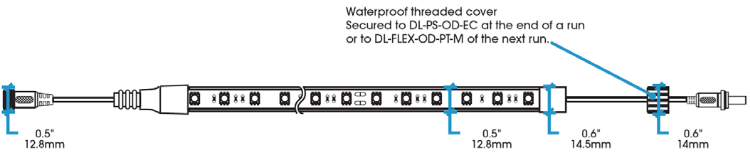 Foto para 1.3w 108lm 24v 28k-32k Flexible Linear Wet WW LED 1-ft Tape Light