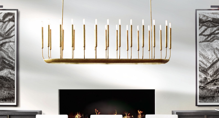 Foto para 600w (24x25) 61" Quenouilles Burnished Brass 24-Light E12 T6 Chandelier