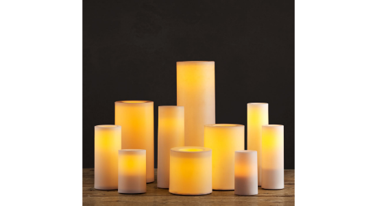 Picture of 9" Ivory Battery-Operated Indoor/Outdoor Flameless Pillar Candle