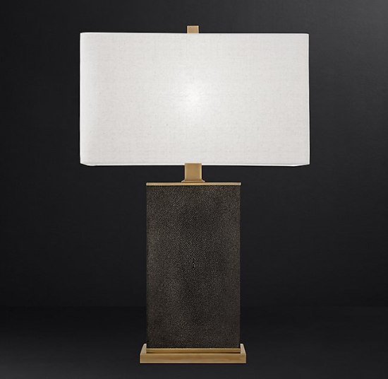 Picture of 40w 32¼" Delano Shagreen Burnished Brass 1-Light E26 Rectangular Table Lamp