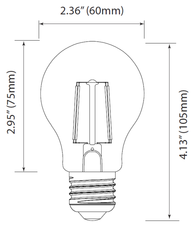 Foto para 6.5w ≅40w 455lm 22k 120v E26 A19 Filament Dimmable SW LED Light Bulb