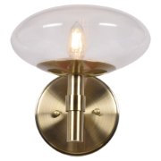 Picture of 4w 300lm 27k 9" Grand E12 B10 Replaceable LED Dry Location Brushed Brass Clear 1-Light Dimmable SW LED Wall Sconce