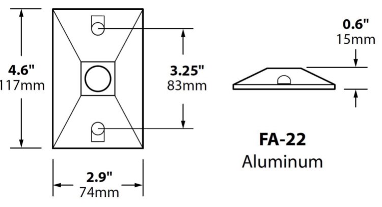 Foto para Black Texture Aluminum Angled Face, Rectangle with Single ½" NPS Threaded Hole Mount Canopy