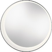 Picture of 30" Round Off-Center Frosted Face and White Acrylic Sides Integrated WW LED Mirror