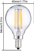 Foto para 4w ≅40w 400lm 27k 120v E12 G14 (G45) Filament Dimmable SW LED Light Bulb