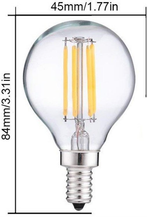 Foto para 4w ≅40w 400lm 27k 120v E12 G14 (G45) Filament Dimmable SW LED Light Bulb