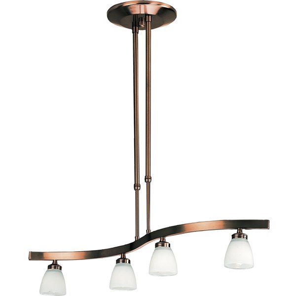 Picture of 160w (4 x 40) 28" Sydney G9 Halogen Dry Location Oil Rubbed Bronze Opal 4-Light Adjustable Linear Pendant