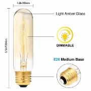 Picture of 60w 35k Vintage Edison Incandescent Antique Nostalgic Dimmable Tungsten Filament E26/27 T10 Tube Light Bulb