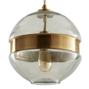 Foto para 60w 10" Garrison Antique Brass Clear Glass 1-Light E26 A19 Round Pendant