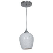 Foto para 60w Christie E-26 A-19 Incandescent Dry Location Brushed Steel White Glass Pendant