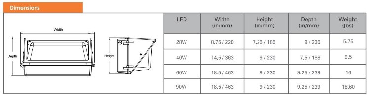 Picture of 60w ≅400w 7706lm 50K Forward Throw w/o Visor LED Bronze Wallpack