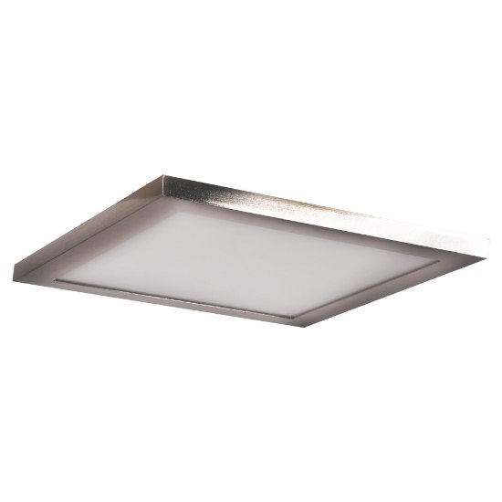 Picture of 15w 1100lm 30k 120v 7½" Boxer Brushed Steel SSL Dedicated LED Damp Location White Acrylic Lens Dimmable Square WW LED Flush Mount