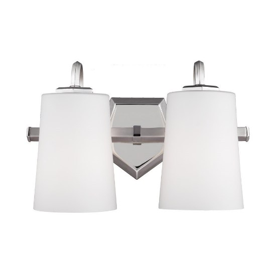 Picture of 150w (2x75w) 9" Pentagram Satin Nickel / Polished Nickel E26 A19 2-Light Vanity Wall Sconce