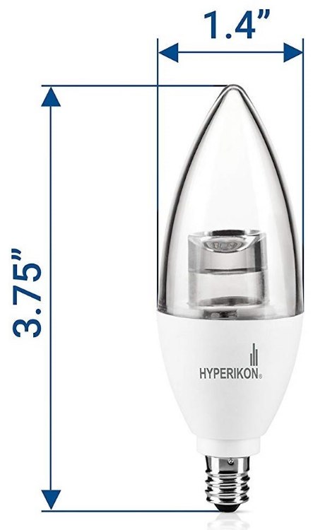 Foto para 5w 300lm 50k 120v E12 B11 Bullet White Clear Dimmable CW LED Light Bulb