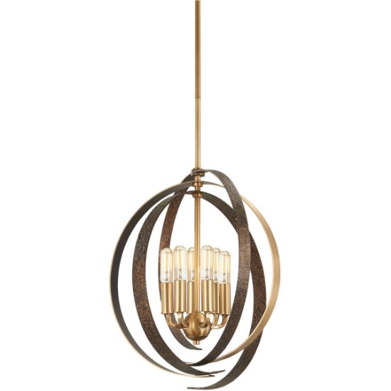 Foto para 360w (6 x 60w) 20" Criterium Aged Brass with Textured Iron 6-Light Pendant