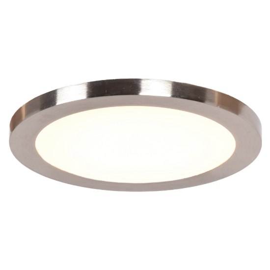 Foto para 15w 1100lm 30k 120v 7½" Disc Brushed Steel Acrylic SSL Dedicated LED Damp Location White Dimmable Round WW LED Flush Mount