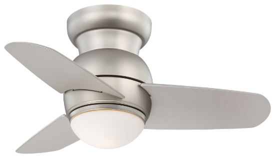 Foto para 47w  26" Spacesaver LED WW Flush Mount Ceiling Fan Brushed Steel Finish with Silver Blades Etched Opal