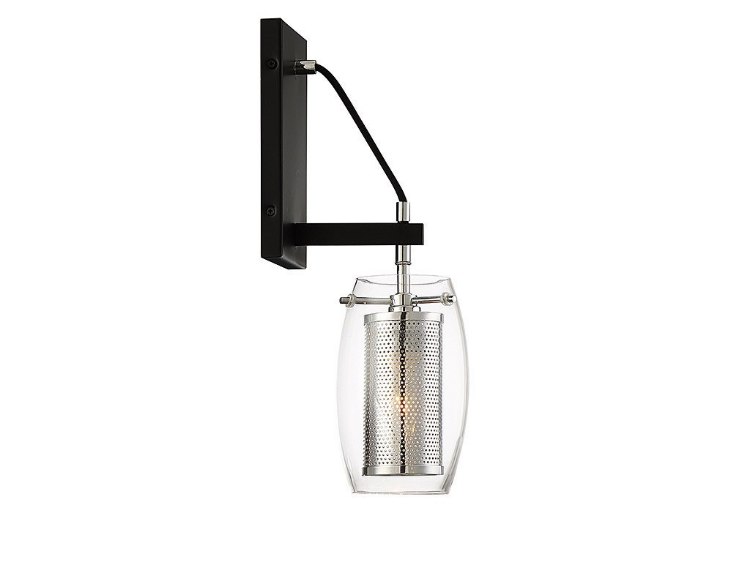 Foto para 60w 5" Dunbar Matte Black with Polished Chrome Accents 1-Light Wall Sconce
